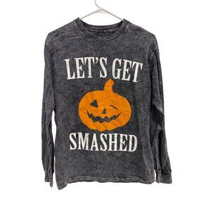 Spirit TShirt Size Small Lets Get Smashed Graphic Tee Crewneck Halloween Pumpkin